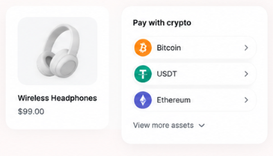 Store product and cryptocurrency selection interface